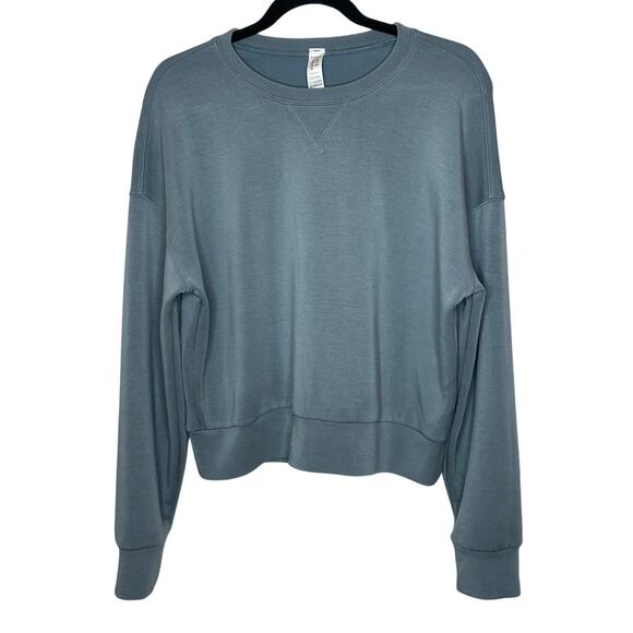 Spanx Air Essentials Blue Sweatshirt Long Sleeve Crewneck Casual Activewear S - Picture 1 of 6